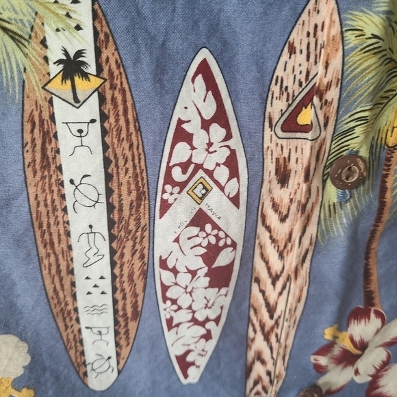 VINTAGE WINNIE Fashion Button Down Hawaiian Print Surf Men's Shirt Size L - Picture 5 of 6